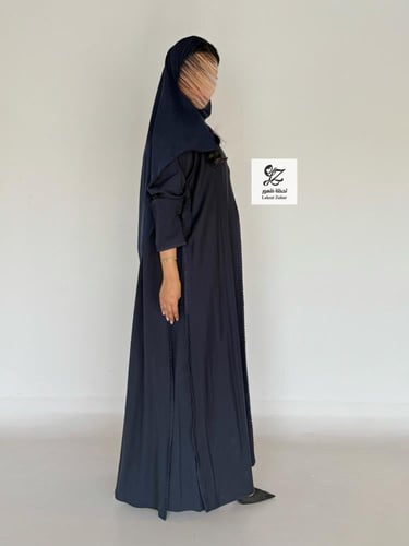 عبايه حور نص كلوش بقماش حرير ياباني بتدخيل تطريز ن...