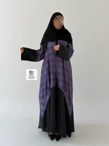 عبايه اميره بقماش حرير صيفي اسود مع ملون