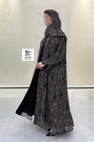 عبايه شغف بقماش شيفون هندي مشجر مع الطرحه