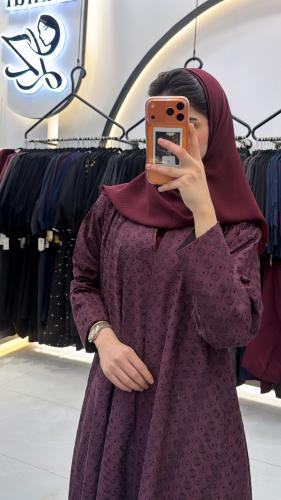 عبايه ركاما نص كلوش مبطن ربيانه عنابي