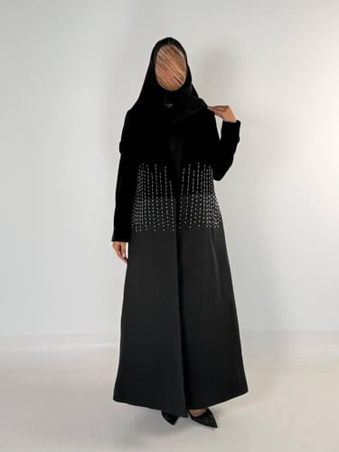 بليزر سنار بقماش مخمل كوري بتدخيل تطريز ناعم اسود