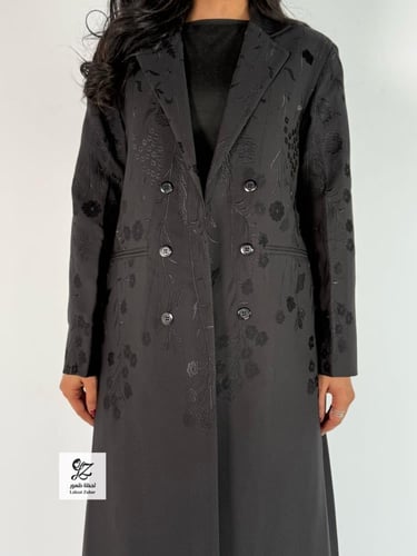 عبايه بليزر رسميه مبطنه بقماش لنن صيفي مع تطريز نا...