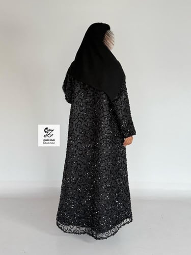 عبايه العيد دبل فيس بقماش فرنسي لمعه مع تفته ميكاد...