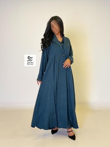 عبايه سفر قطعتين فستان وعبايه بقماش لنن بحريني