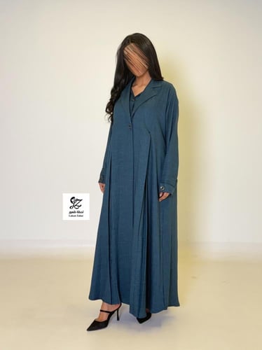 عبايه سفر قطعتين فستان وعبايه بقماش لنن بحريني