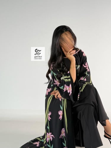 عبايه رسيل بقماش شيفون مشجر مع الطرحه