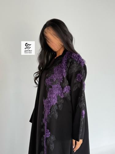 عبايه افراح كلوش بتدخيل تطريز مميز