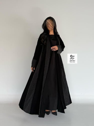 عبايه ديم كلوش بتدخيل شرائح اورجنز لمعه بقماش اندو...