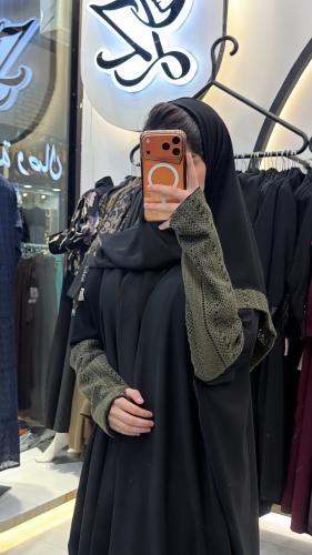 عبايه ابهار نص بشت بقماش انترنت بتدخيل قماش يدوي ع...