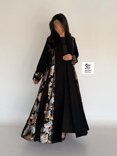 عبايه ليلا بقماش ملكي تدخيل ترتر