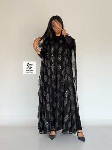 عبايه طله العيد بتدخيل ترتر مطرز ناعم