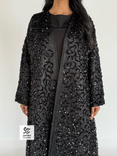 عبايه العيد دبل فيس بقماش فرنسي لمعه مع تفته ميكاد...