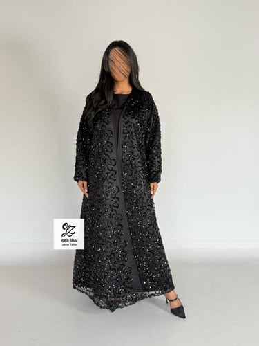 عبايه العيد دبل فيس بقماش فرنسي لمعه مع تفته ميكاد...