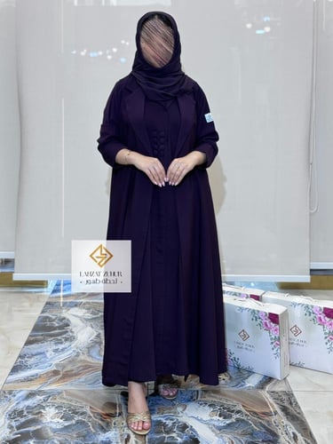 طقم عبايه بليزر مع فستان موف