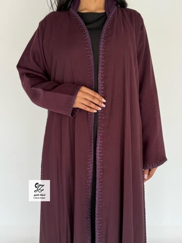 عبايه حور نص كلوش بقماش حرير ياباني بتدخيل تطريز ن...