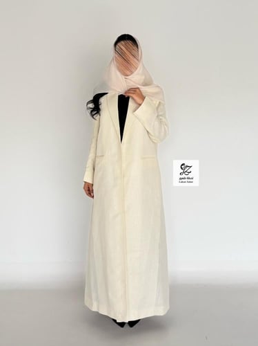 بليزر غيداء بقماش لنن مبطن بيج