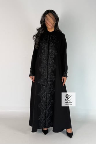 عبايه ترف بقماش كريب اندنوسي بتدخيل شك فخم