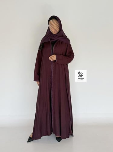 عبايه حور نص كلوش بقماش حرير ياباني بتدخيل تطريز ن...