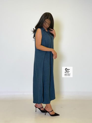 عبايه سفر قطعتين فستان وعبايه بقماش لنن بحريني