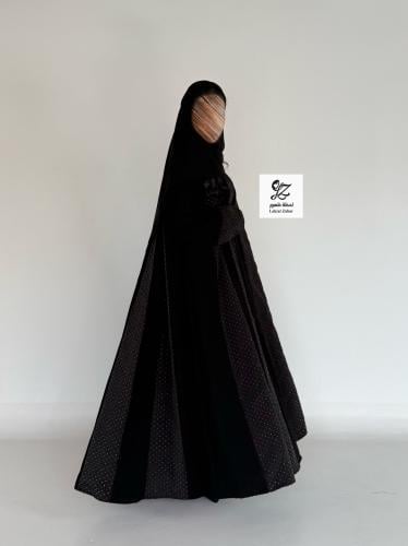 عبايه ديم كلوش بتدخيل شرائح اورجنز لمعه بقماش اندو...