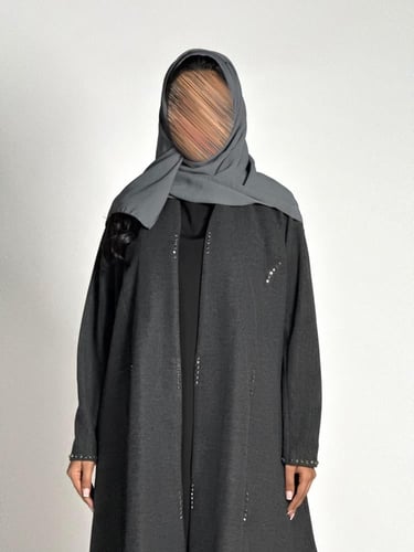 عبايه الماس بقماش جوخ شتوي رمادي