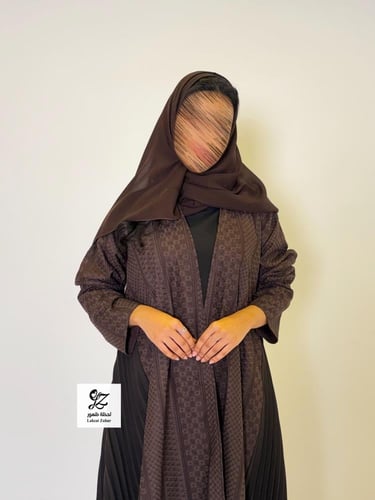 عبايه ركاما كلوش بتدخيل كسرات ثري دي بني