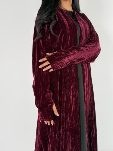 عبايه شوق كلوش بقماش مخمل مكسر خفيف بفتحه اصبع