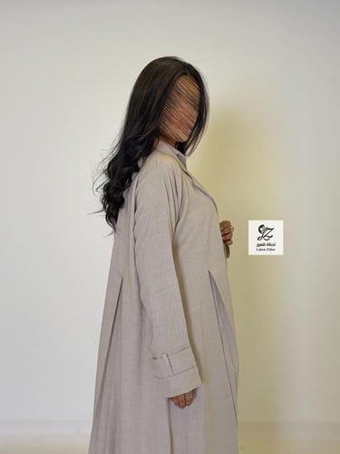 عبايه سفر قطعتين فستان وعبايه بقماش لنن بحريني