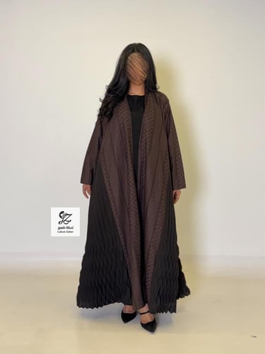 عبايه ركاما كلوش بتدخيل كسرات ثري دي بني