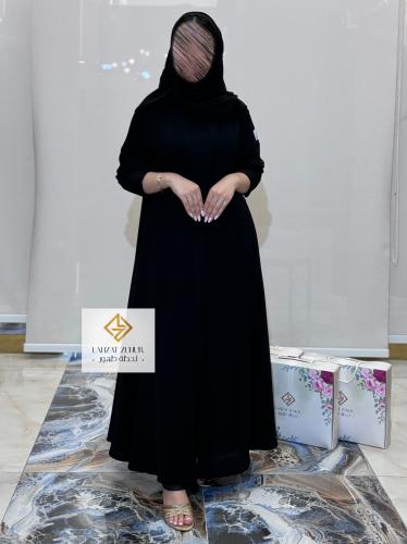 عبايه دبل كلوش اسود فاخم بقماش كريب لمياء