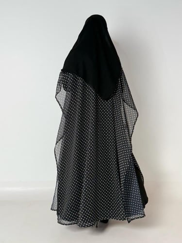 عبايه طله بقماش ملكي مع شيفون منقط