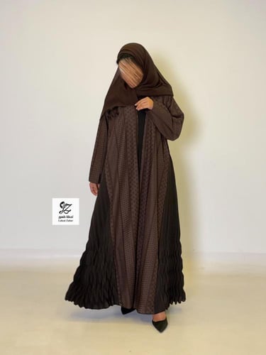 عبايه ركاما كلوش بتدخيل كسرات ثري دي بني