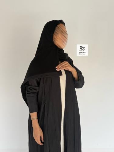 عبايه جود بقصه Aبقماش لنن هندي طبيعي لون اسود