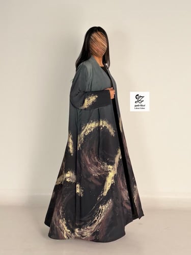 عبايه ميثاء بقماش شيفون جورجيت مشجر