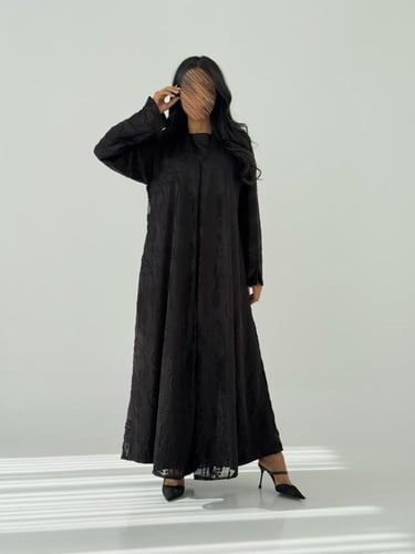 عبايه هند بقماش شيفون مخمل نص كلوش