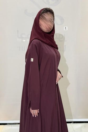 عبايه كلوش كامل بقماش حرير ياباني صيفي عنابي