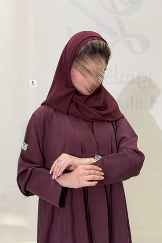 عبايه كلوش كامل بقماش حرير ياباني صيفي عنابي