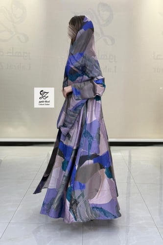 عبايه موج بقصه كلوش مشجره كامل مع الطرحه