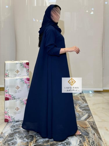 عبايه دبل كلوش بقماش امريكي بارد كحلي