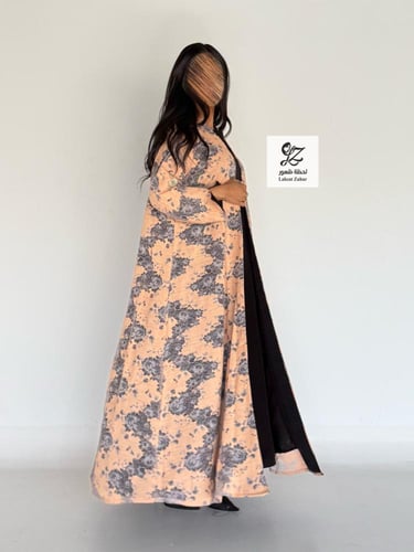 عبايه غيم كلوش بقماش دانتيل مشجر روسي