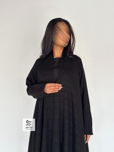 عبايه دبل كلوش بقماش شاكيرا مشجر اسود