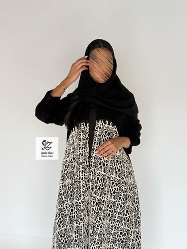 عبايه وعد كلوش قماش اندنوسي مع دانتيل جوبير بيج مع...