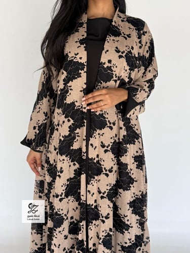 عبايه غيم كلوش بقماش دانتيل مشجر روسي