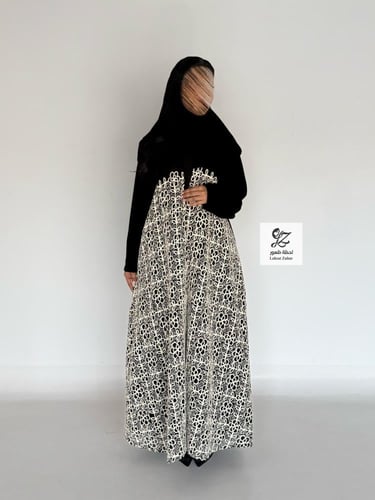 عبايه وعد كلوش قماش اندنوسي مع دانتيل جوبير بيج مع...