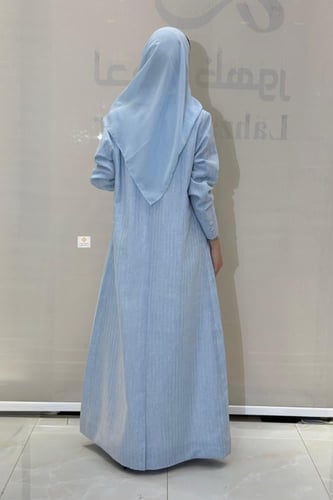 بليزر صيفي لون سماوي بقماش لنن هندي