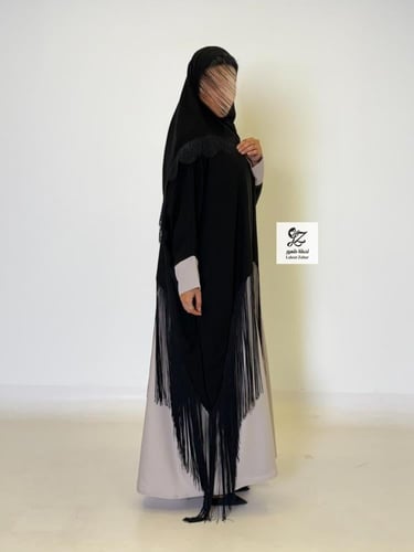 عبايه اسيل نص بشت بقماش انترنت