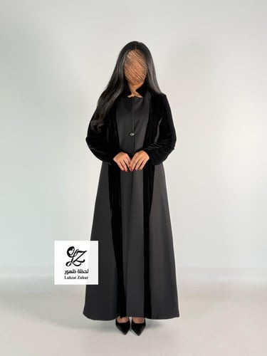 عبايه بليزر بقماش مخمل كوري مع جوخ خفيف