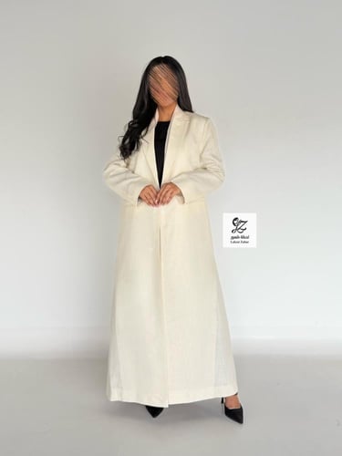 بليزر غيداء بقماش لنن مبطن بيج