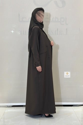 عبايه بليزر رسمي مبطنه بقماش كريب لون بني