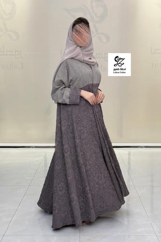 عبايه مياس كلوش بقماش لنن مع شاكيرا مشجر